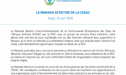 Le Rwanda quitte la Communauté Économique des États de l’Afrique Centrale 